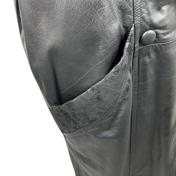 Wilsons Leather Long Trench Coat Jacket Mens Medium Black VTG Lace Suede Lined - Picture 14 of 16